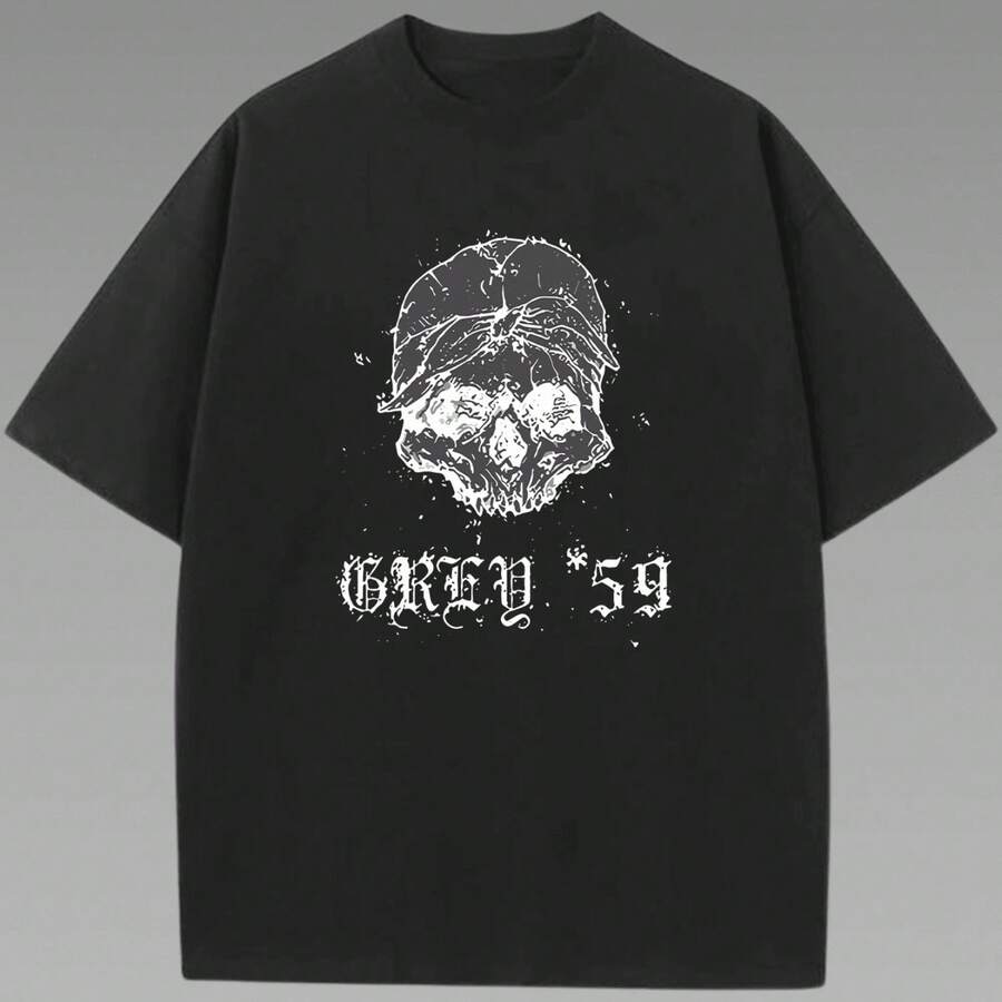 Payeah Grey G59 Records T-Shirt 1 Pcs 220g Heavy Cotton T Shirt - màu đen - Xem 1