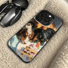 Funda de Teléfono Transparente con Impresión de Perro Comiendo Pastel para  14 Pro Max  13 Pro  12  Galaxy S23 S22 S21, Regalo Ideal para Todas las Temporadas - Negro - Ver 5