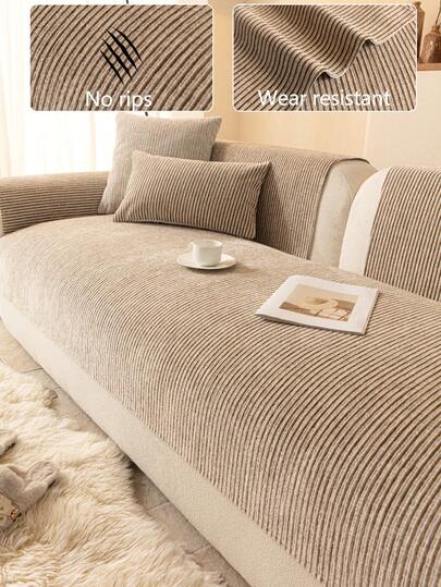 1 pieza Funda de cojín de sofá de chenilla cómoda para las 4 estaciones, protector de asiento de sofá minimalista moderno antideslizante, a prueba de polvo y lavable, suave y resistente a la decoloración, apto para mascotas, se ajusta a sofás en forma de L y de 1/2/3/4 plazas para dormitorio, oficina, sala de estar