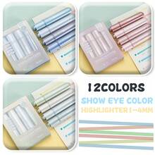 12-Color Soft Pastel Highlighter Pen Set, Large Capacity, Multi-Color Options, Student Stationery, Fluorescent Marker, Non-Bleed, Slanted Tip Design For Bible, Planner, Drawing, Office Coloring - Highlighter - View 3