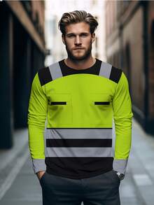 [Summer Print T-Shirt] Lightweight Breathable Men's Casual Summer Print Long Sleeve T-Shirt | Durable Wear-Resistant Round Neck Top | Machine Washable - Mixed Color - View 4