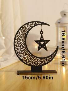 1 Stück Holz-Halbmond Dekoration für Ramadan, einfache Installation, Halbmond Schreibtisch Dekoration für Schlafzimmer, handgefertigtes Mond-Regal mit Sternen und Mustern, ideales Dekorationsgeschenk für Geburtstag, Abschluss, Eid, geeignet für Küche, Schlafzimmer, Zimmer, Esszimmer und Heimschreibtisch