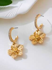 2 件轻盈奢华几何简约设计花朵女士耳环 - 彩色 - 查看 5