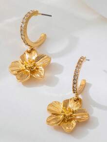 2 件轻盈奢华几何简约设计花朵女士耳环 - 彩色 - 查看 4