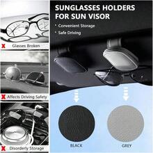 Sunglasses Holders For Car Sunglass Clip For Car Visor - Magnetic Leather Eyeglasses Holder For Car - Glasses Organizer For Car Visor - Car Visor Clip For Sunglasses, Card, Ticket(Black/Grey /Pink) - Xám - Xem 4