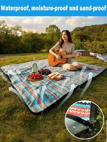 1 件装野餐垫，户外露营垫，帐篷伴侣。易于携带和存放，可折叠，防水、防尘、防沙，加厚设计，可机洗。超大防水防沙便携式沙滩垫，适合露营、徒步旅行、节日庆典、室内外使用、野餐、草坪、音乐会、海滩、派对、家庭户外露营。速干户外野餐毯，适合旅行、露营、徒步旅行。
