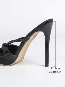 French Fashion Crystal Crossed Pointed Toe Slip-On Sandals For Women, Sexy Versatile High Heels, Summer New Arrival - Black - View 9