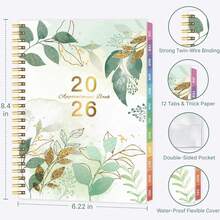 2026 Appointment Book, 30 Minutes-Hourly, Weekly & Monthly Calendar Planner 2026, Jan 2026 - Dec 2026, 6.2'' X 8.4'', 2026 Daily Planner With Tabs &Pocket, Flexible Cover, Great Office, Home, School - 1 - 查看 6