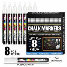 8-Color Fluorescent Liquid Chalk Markers, Dustless Liquid Chalk Pens For Chalkboard, Neon Blackboard, Menu Board, Windows, Glass - Great For Creative Expression! - Square-nozzle Liquid Chalk - View 13