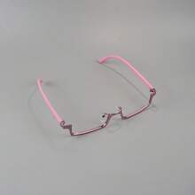 Pure And Alluring Red Semi-Rimless Glasses Frame, Y2K Style, High-End, Sophisticated, Anime-Inspired, Lensless Frame For Eye Decoration. - 粉色 - 查看 9