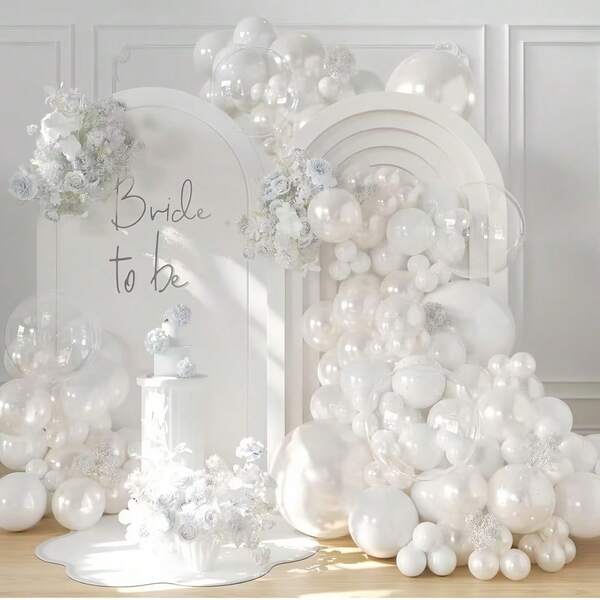 106pcs Pearl White Balloon Arch Kit, Pearl White Wedding Theme Garland Decor, Suitable For Birthday, White Wedding, Valentine's Day, Bridal Shower, Summer Party, New Year Party, Prom And Indoor/Outdoor Decoration