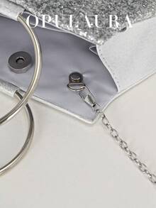 OpulAura Sparkling Crystal Embellished Evening Clutch Bag For Women, Luxury Glitter Rhinestone Formal Purse Suitable For Gala, Party, Wedding, Birthday Party, Anniversary Gift - 銀色 - 查看 7