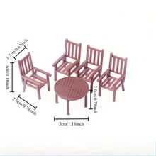 5件套娃娃屋迷你桌椅模型套装 - DIY模型 - 娃娃屋装饰 - 娃娃屋配件 - 场景摄影道具 - 室内家居3D模型布局 - 家居装饰 - 完美的节日礼物 - 彩色 - 查看 5