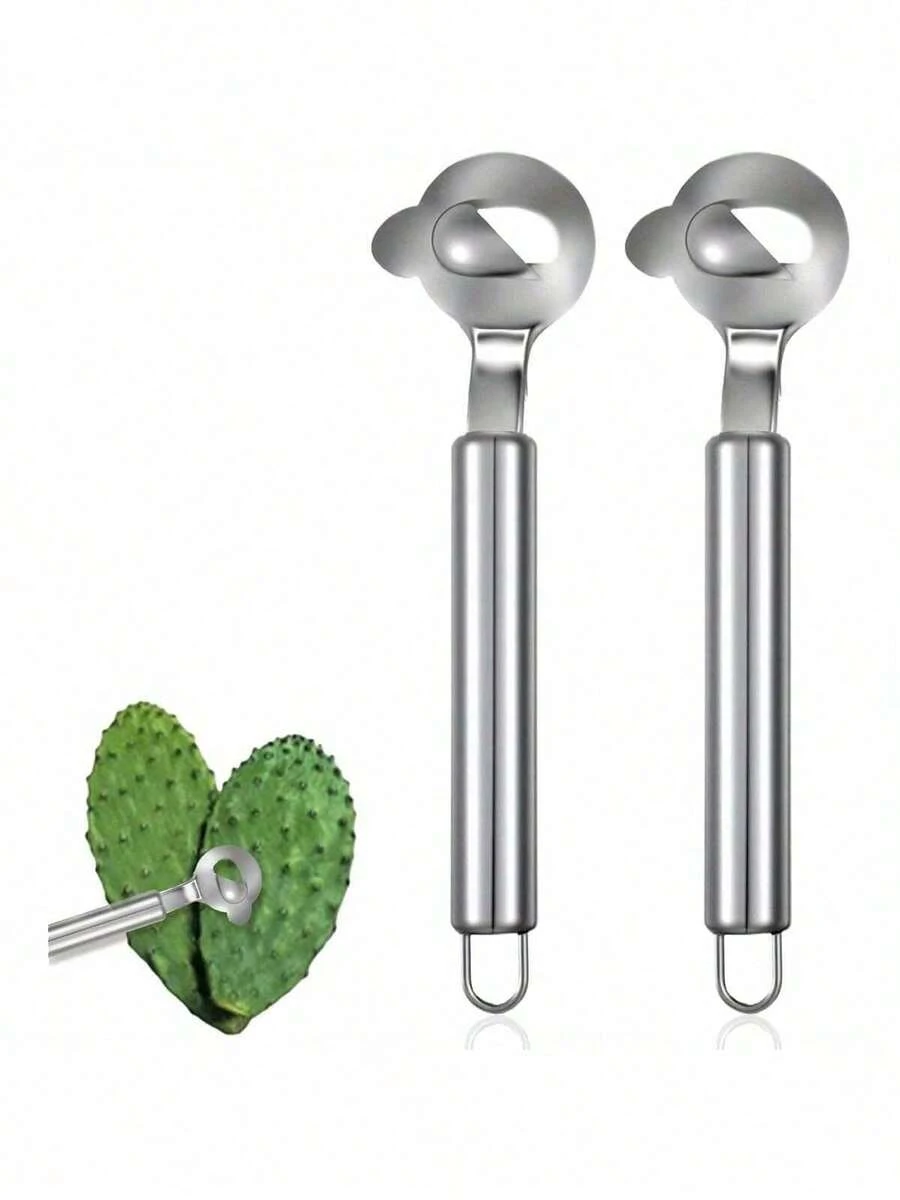 1pcs Spoon Cactus Peeler, Multi-Function Pelador De Nopales Con Espinasstainless Steel Cactus Peeler Tool Noodle Cutter Knife With Hole With Long Handle For Kitchen Gadgets Accessory - Bạc-1 chiếc - Xem 1