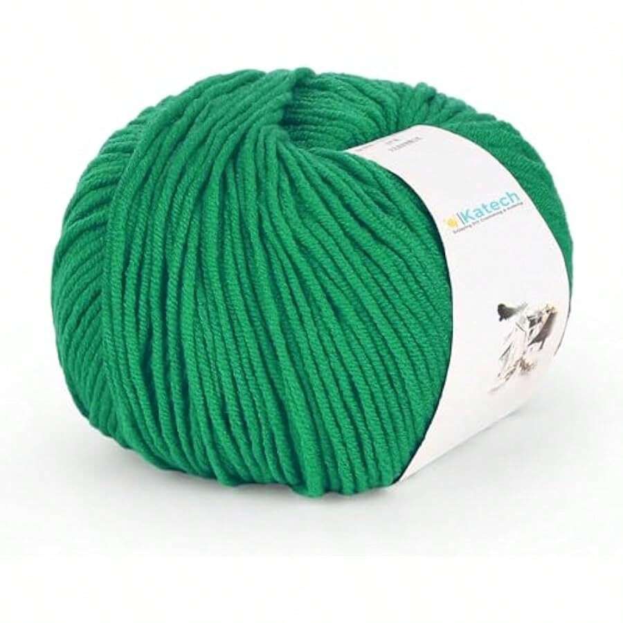 Cotton Yarn For Crocheting-55% Cotton 45% Acrylic-Super Soft Milk Cotton Yarn-Great Crochet And Knitting Starter Kit For Colorful Craft-1pack(Dark Green) - 墨綠色 - 查看 1