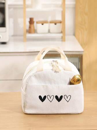 Bolsa de almuerzo aislada con forma de corazón, bolsa de almuerzo reutilizable, material sin contacto con alimentos, con cremallera, caja de almuerzo enfriadora portátil, adecuada para viajes, picnics, uso en la oficina, propósito sin contacto con alimentos