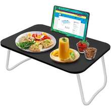 Mesa Plegable Portátil, Mesa para Laptop con Portavasos y Ranura para Tarjetas,Desk Tray Soporte Plegable para Laptop,Multifuncional Mesa Plegable para Cama/Sofa/Trabajo/Comer/Lectura/50*30(Negro),38264712 - Marrón Chocolate - Ver 1
