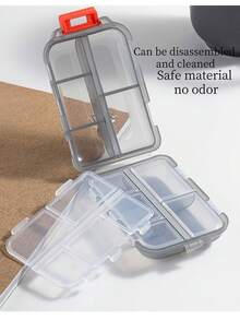 1/2 Pezzi Organizzatore di pillole portatile a doppio strato con 10 scomparti, coperchio trasparente indipendente, ermetico e anti-umidità, scatola di stoccaggio per medicinali da viaggio, adatto per il ritorno a scuola e l'uso in dormitorio - Multicolore - Visualizzare 10