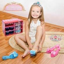 Ropa de princesa para niñas, disfraz de niña con faldas, zapatos, corona y joyas de juego, juguetes de princesa para niñas de 3, 4, 5, 6 años, zapatos para niños, idea de regalo para cumpleaños - / - Ver 4
