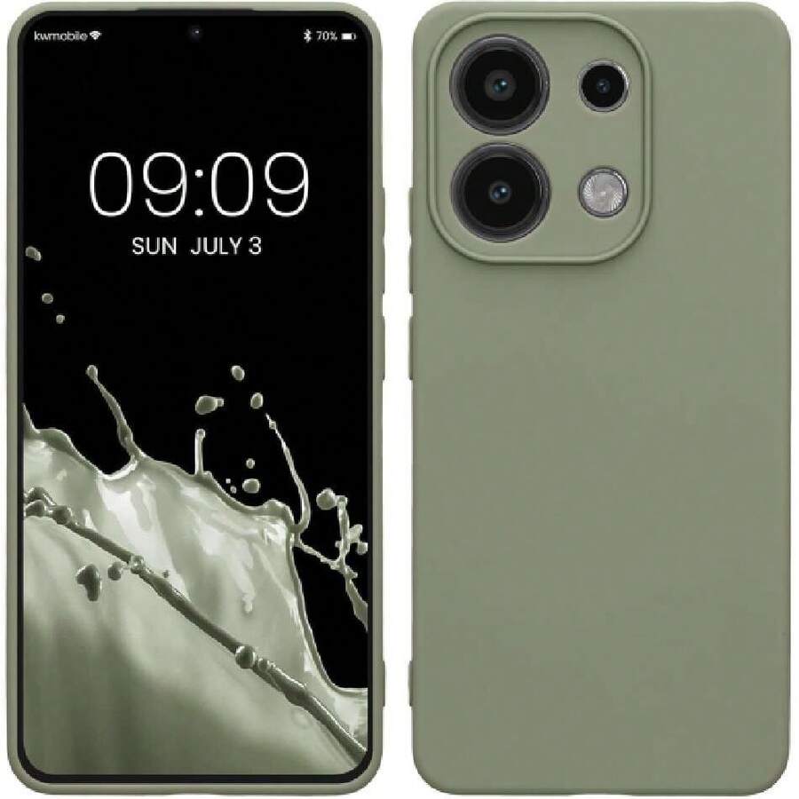 Carcasa Compatible con Xiaomi Redmi Note 13 4G Funda - con Bordes elevados - Apto Carga inalámbrica - Gris Verdoso Mate,38213167 - Rosa Roja - View 1