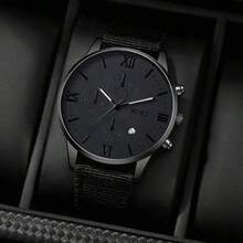 1 Set Orologio da Uomo, include 1 Orologio Casual Sportivo Stile Industriale Rotondo al Quarzo con Funzione Calendario, abbinato a Cinturino in Pelle Intrecciata Stile Punk, adatto per Uso Quotidiano, Regalo di Compleanno, Feste e Raduni, Idea Regalo Perfetta per Te o i Tuoi Amici. Senza Confezione Regalo. - nero - Visualizzare 5