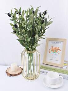 1/2/6pcs 45cm/17.71in Artificial Olive Branches And Greenery, Simulated Olive Leaves, Simulated Silk Plants, Artificial Foliage, Suitable For Wedding Bouquets, Arches, Wreaths, Table Floral Arrangements, Centerpieces, Vase Fillers, Home Party Decorations, Gifts, Green Plant Branches Suitable For Spring And Autumn Flower Arrangements And Handicraft Creations, Bathroom, Bedroom - Olive Branch - View 5