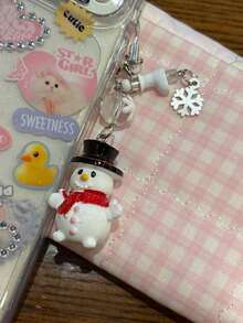 1pc Snowflake Hat, Snowman Phone Case Charm, CCD Camera Charm, Cute Earphone Accessory Set - Multicolor - View 5