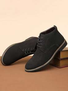 1双男士圆头低跟PU皮鞋面橡胶鞋底舒适休闲商务鞋，适合日常穿着