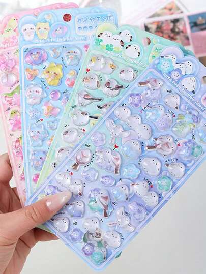 可爱的 3D 贴纸 - 浅色设计，非常适合装饰手机壳和笔记本，是 DIY 项目、制作趣味贴纸、扩展日记和计划本的理想选择，3D 浮雕贴纸、日记贴纸、装饰贴纸和文具贴纸。