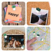 Decorative Succulent Plant Thumbnail For Wall Hanging, Cork Board Push Needle Succulent Plant Small Flower Pattern Nail Cork/Random Edition