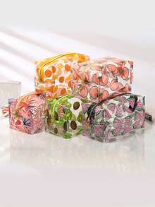 1pc Transparent Waterproof Multifunctional Cosmetic Bag, Portable Travel Makeup Brush Organizer, Cartoon Large Capacity Stationery Pouch, Toiletry Bag