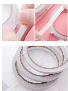 0.8cm White Transparent Double-Sided High Viscosity Adhesive Tape, 12m/Roll, 2 Rolls/Pack, For Students And Office DIY - White - View 5