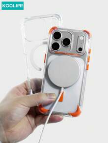 1pc Shock-Absorbing Phone Case With 2.0mm Transparent Magnetic TPU Soft Shell, Independent Buttons And Anti-Collision Protection, Compatible With IPhone 17/17 Pro/17 Pro Max - White - View 5