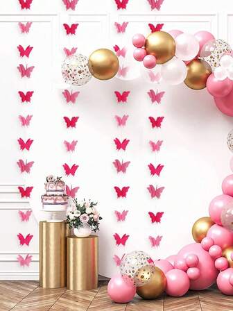 18 piezas (79 pulgadas/200cm) Guirnalda de banderines con mariposas 3D y flores, ideal para decoración de bodas, Día de San Valentín, compromiso, cumpleaños y fiestas temáticas, regalo nupcial, decoración del hogar, decoración de fiestas interiores/exteriores