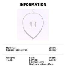 1件項鍊+1對耳環,時尚奢華鑲嵌鑽石項鍊&耳環套裝,適合婚禮、宴會、派對上的新娘