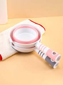 1pc Baby Bath Folding Water Scoop - Thick Plastic Long Handle Rinser, Tear-Free Shampoo Cup For Toddler Home Bathroom Use