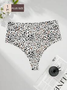 1件大码无缝丁字裤，性感时尚休闲舒适家居服，新款纯色豹纹印花，适合作为生日、情人节、圣诞节、万圣节礼物 - 彩色 - 查看 2