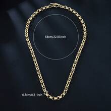 1pc Men's Fashionable Black Retro Pattern Round Ring Chain OT Clasp Necklace, Suitable For Birthday And Holiday Gifts, Daily Wear - Yellow Gold - View 4