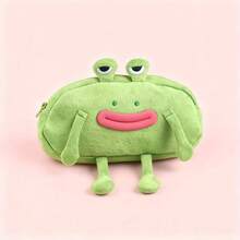Cute Frog Plush Pencil Case - Large Capacity School And Office Storage Organizer With Vivid Eyes, Green Frog Design, Durable Fabric, Perfect For Back-To-School Essentials - Frog Bag - View 2