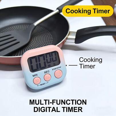 3 piezas Temporizador de cocina digital suave y degradado - Lindo temporizador de escritorio con botones de minutos/segundos | Temporizador multifuncional para cocinar, hornear, aprender y conversaciones enfocadas, 100 escenas