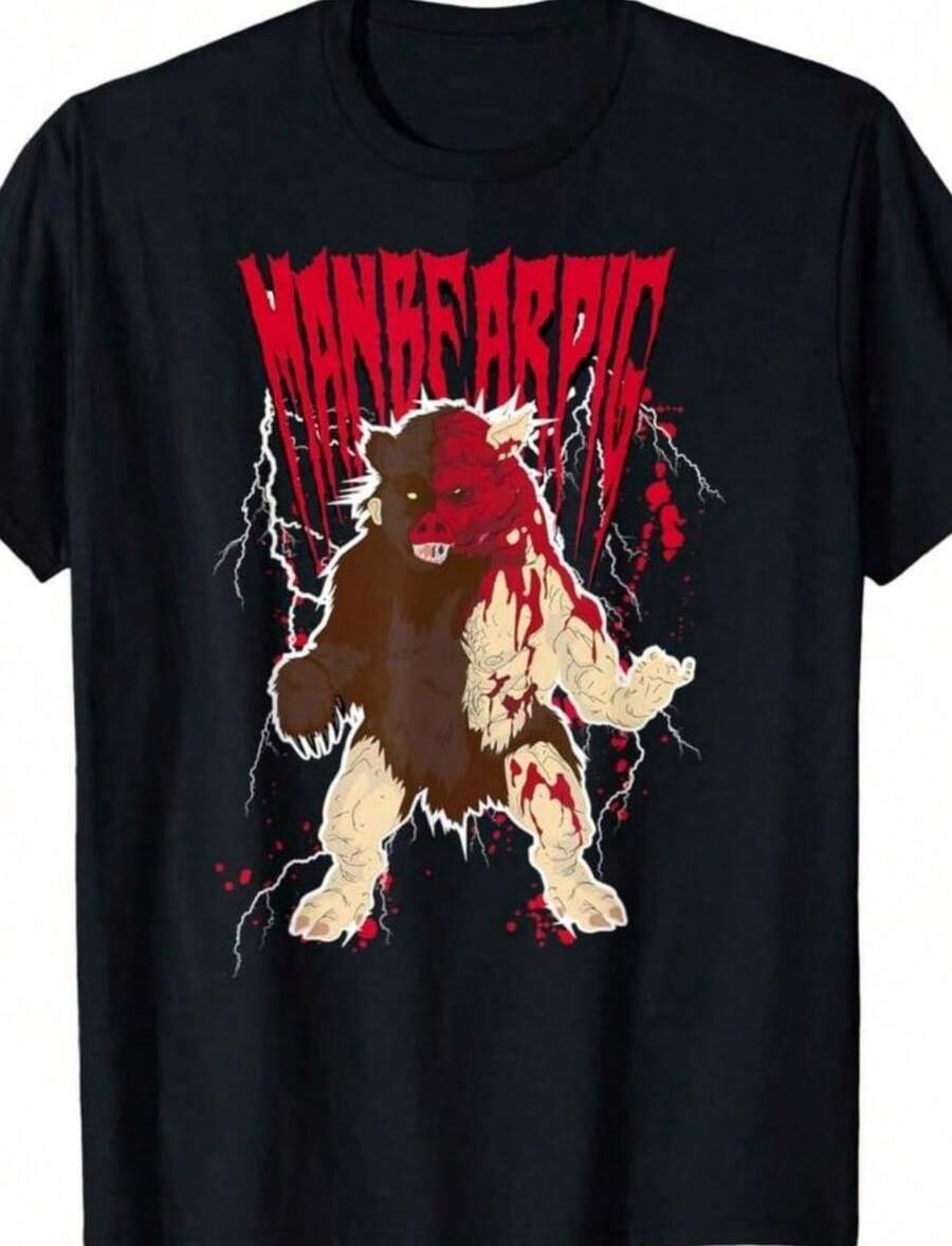 South Park Lyrics T-Shirt South Park MANBEARPIG T-Shirt South Park Member Berries T-Shirt South Park Mens Short Sleeve T - 黑色 - 查看 1