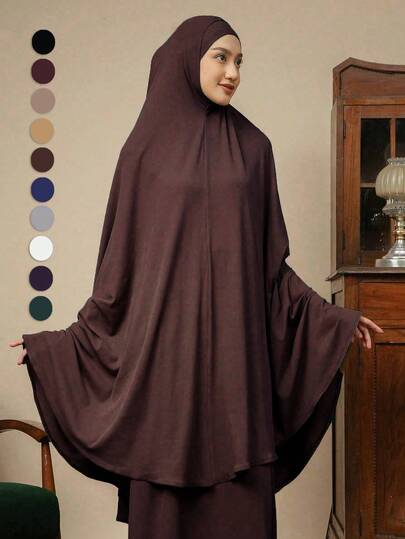 1pc Women's Solid Color Soft Prayer Headscarf, Can Be Used As Headscarf, Robe, Casual Multipurpose Sunscreen Shawl, Suitable For Pairing With Dresses