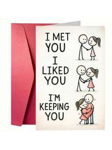 1pc Creative Valentine's Day Greeting Card, Theme: "I've Met You, I Like You, I Want To Have You", Warm And Touching Design, High-Quality Valentine's Day Card And Best Gift Choice. ( - Đỏ - Xem 12
