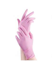 Disposable Pink Nitrile Gloves, Latex-Free, Waterproof Anti-Static Multi-Purpose Gloves, Suitable For Hair Dyeing, Beauty Salon, Cooking, Painting, Arts And Crafts, Household Cleaning, Kitchen, Bathroom, Home And General Household Use (Bagged) - Pink - View 3