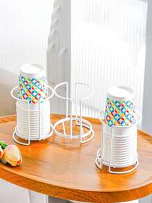 1pc Disposable Cup Holder, Simple Paper Cup Rack, Multifunctional Desktop, Coffee, Milk Tea Cup Organizer - Multicolor - View 9