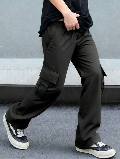 1pc Teenage Boys/Youth Casual Straight Leg Cargo Pants, Streetwear Style For Daily Wear