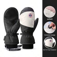A Pair Of Winter New Ski Gloves For Men And Women, Snowboarding, Outdoor Cycling, Windproof, Waterproof, Thickened, Warm, And Internally Divided Five Finger Gloves - màu đen - Xem 4