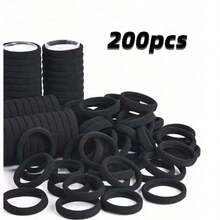 200 Count Black Hair Ties For Women Girls, Elastic Ponytail Holders, Cotton Seamless Hair Bands, No For Thick Hair, 1.8 Inch In Diameter (Black) - 黑色 - 查看 10