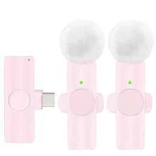 2.4G无线领夹式麦克风，Type-C接口，即插即用，超低延迟，内置降噪芯片，适用于视频录制、采访、播客、Vlog（50mAh可充电电池） - 粉色 - 查看 17