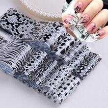 Leopard Print Nail Transfer Stickers, Sexy Retro Nail Stickers With Flower, Heart, And Star Patterns, Holographic Nail Art Paper Transfer Foil Nail Stickers.